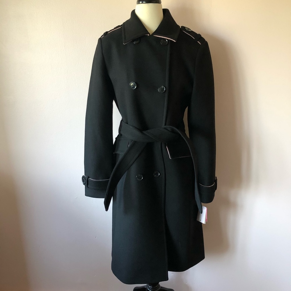 NWT Kate Spade Double Breasted Black Wool Coat New